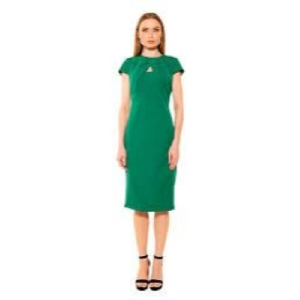 Alexia Admor Bella Green Midi Dress W/ Keyhole Neckline NWT size 14